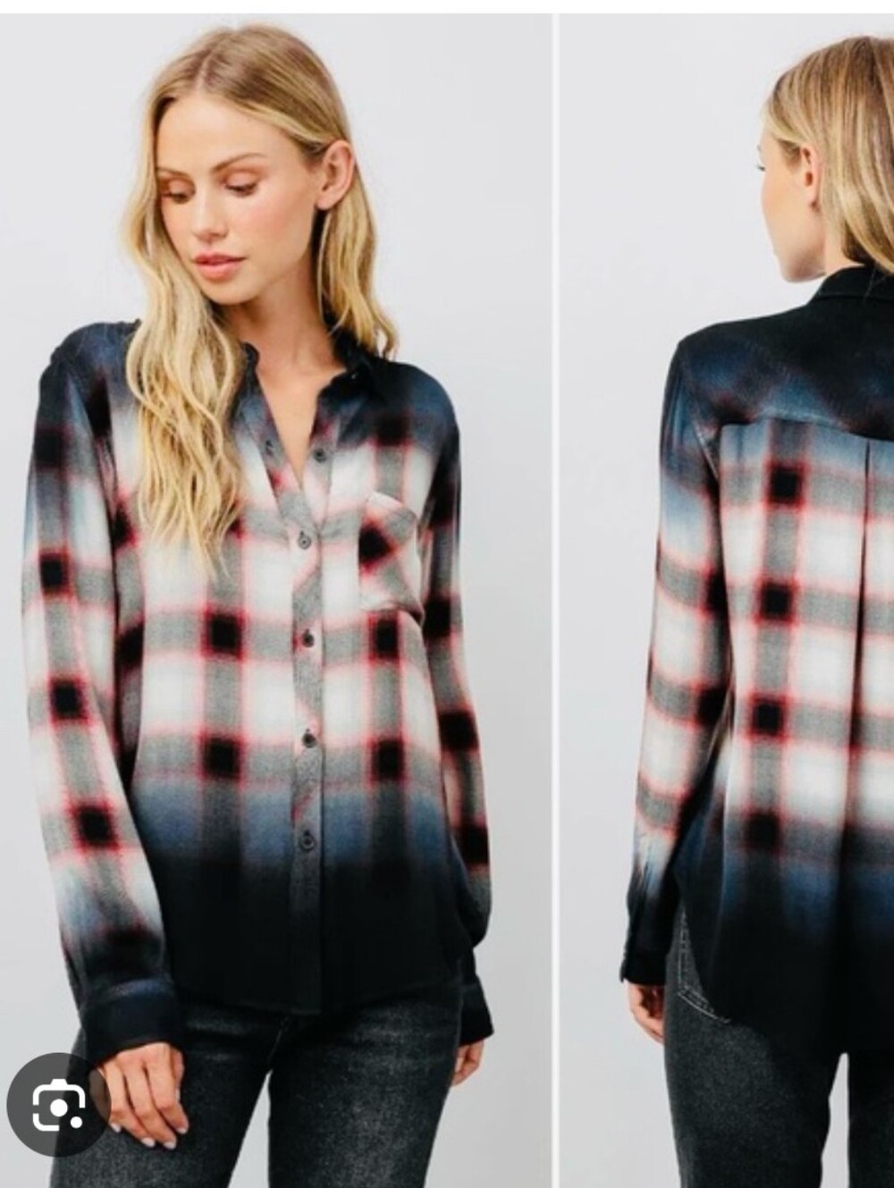 Rails Hunter Ivory Smoke Dip Dye Flannel Women's Small NWT